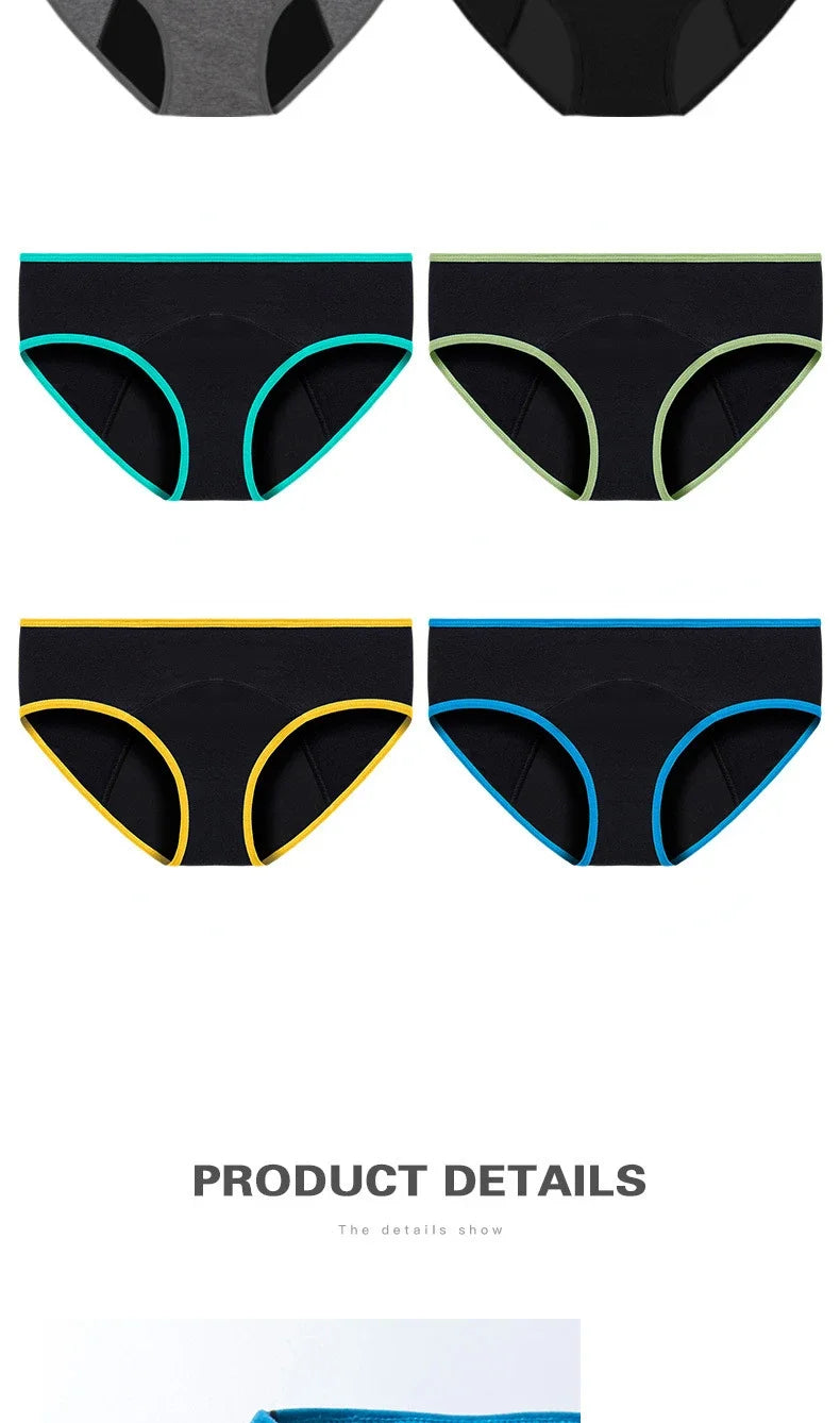Women Menstrual Panties Leak Proof Briefs Solid Plus Size Cotton Panties Lingerie Absorbency Comfortable Physiological Underwear.