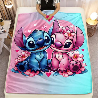 Lilo & Stitch, Stitch Printed Sofa Soft Warm Flannel Throw Blanket.Office,Camping,Picnic,Outdoors,Nap Cape,Bedroom Blankets.
