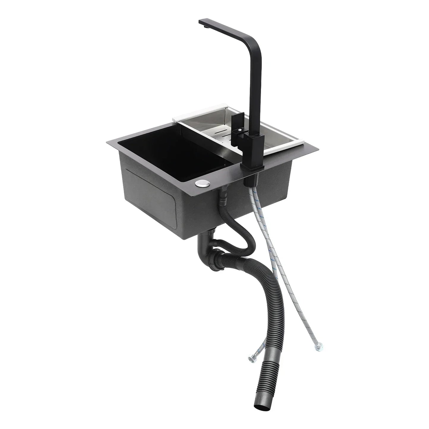 Küchenspüle aus Edelstahl 201 mit Wasserhahn, Seifenspender für Häuser, Restaurants, Wäschezimmer, Keller, 45 x 40 x 20 cm