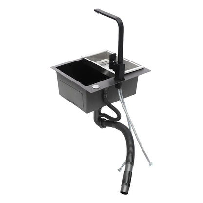 Küchenspüle aus Edelstahl 201 mit Wasserhahn, Seifenspender für Häuser, Restaurants, Wäschezimmer, Keller, 45 x 40 x 20 cm