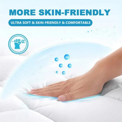 Breathable Quilted Mattress Protector with Soybean Fiber Padding Hypoallergenic Skin-Friendly Cover Machine Washable 720° Cover.