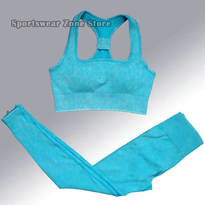 Yoga Suit High Waist Leggings Running Training Tights Sports Outfits Long Sleeve Crop Top Bra Seamless Fitenss Set Fitness Wear