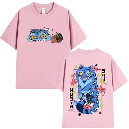 KPop Demon Hunters Derpy Tiger Merch T Shirts Fashion Vintage Gothic T-shirts Tops Men's Women Clothing Cotton Oversized T Shirt.