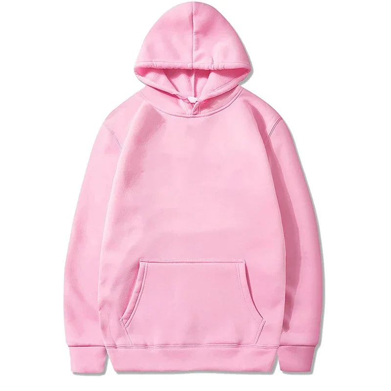 Autumn Fleece Solid Color Korean Fashion Drawstring Pockets Finger Heart Hooded Long Sleeve Loose Hoodie Sweatshirts Top