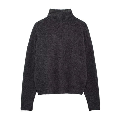 Women's Knitted Sweater Round Neck Long Sleeve Solid Color Autumn New Warm Sweater.