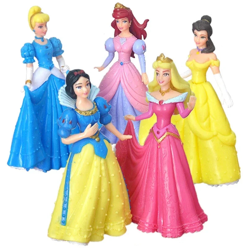 5Pcs/Set Disney Princess Snow White Cinderella Belle Sleeping Beauty Mermaid PVC Action Figure Model Toys Doll Girl Special Gift.