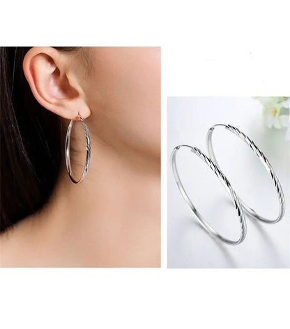Senlissi - 925 Sterling Silver Hoop Earrings For Women 18K Gold Plated Jewelry Dazzling Women's Hoops Earrings Christmas Gifts
