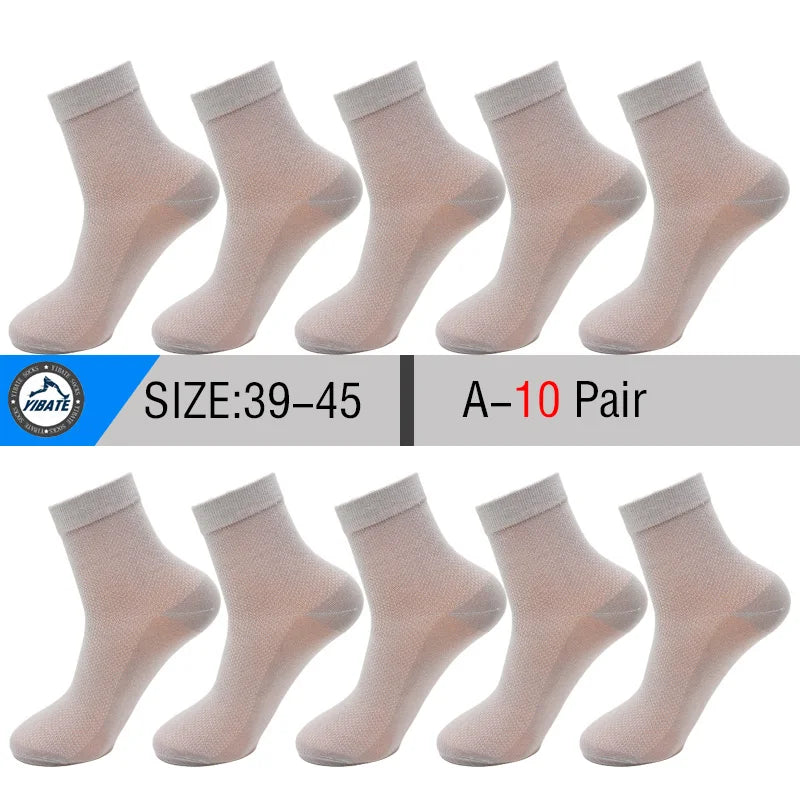 10 Pair Men's Summer Mesh Bamboo Fiber Socks Fashionable Breathable Business Socks Suitable For Sweaty Feet Casual Socks