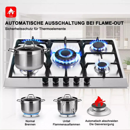 Topstrong 5 Burner Stainless Built-in Natural Gas Propane NG/LPG Gas Hob YYEUGCT-S05.