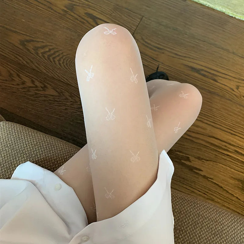 Black Polka Dot Butterfly Knot Tights Ultra Thin Women's Stockings Prevent Snagging Sexy Silk Pantyhose Spring Summer