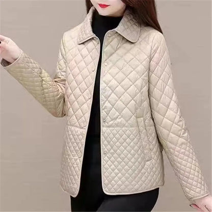 Herbst Winter Frauen Midi Plaid Stepp Mäntel Mode Weibliche Koreanische Kleidung Neue Feste Beiläufige Verdicken Warme Langarm Jacken
