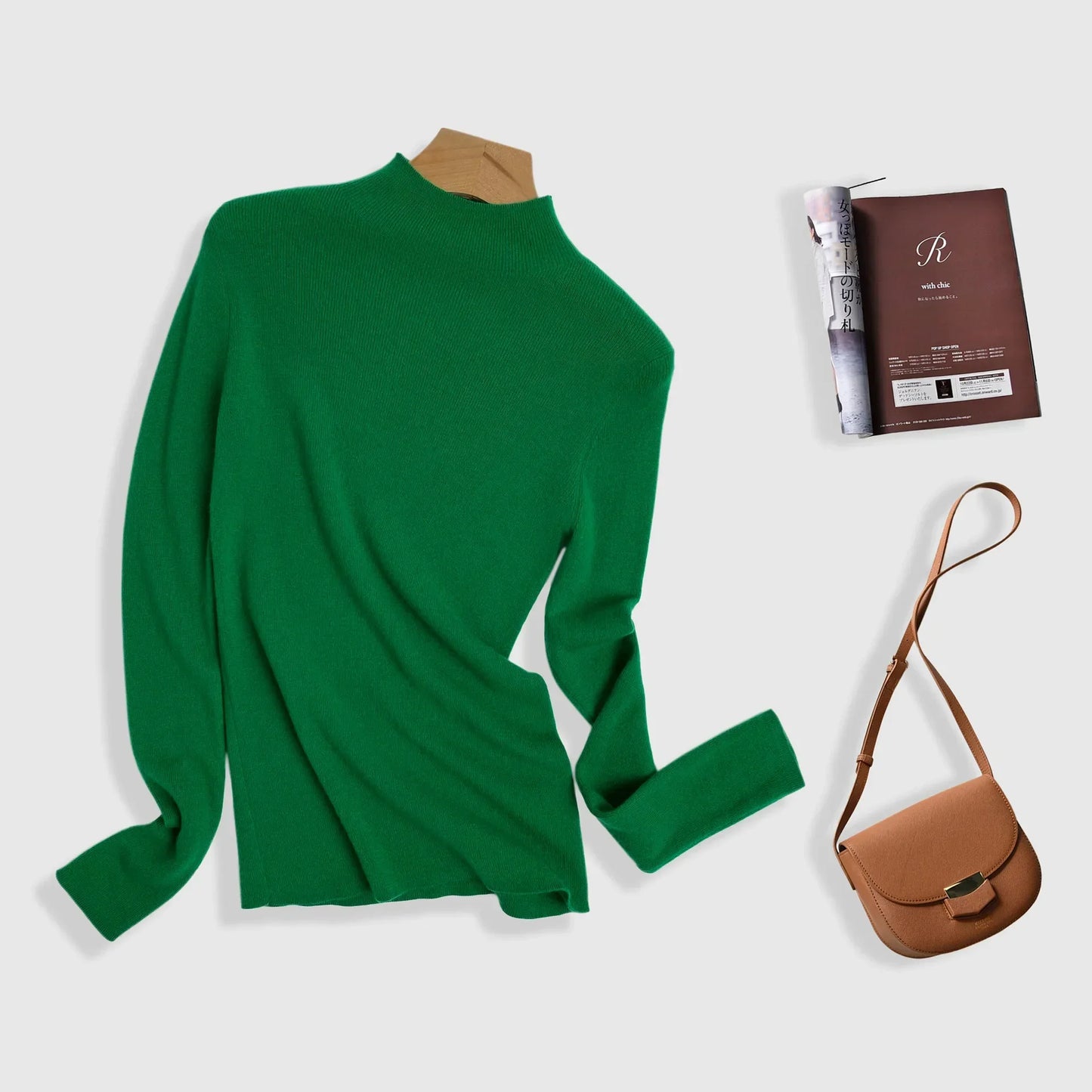 100% Ultra-fine Merino Wool Sweater Autumn and Winter Loose and Simple Semi-turtleneck Wool Bottoming Shirt Multi-color Sweater