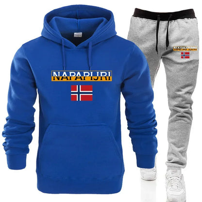 King Print hoodie suit men s casual sportswear fashionable spring and autumn jogging pullover sportswear sweatpants