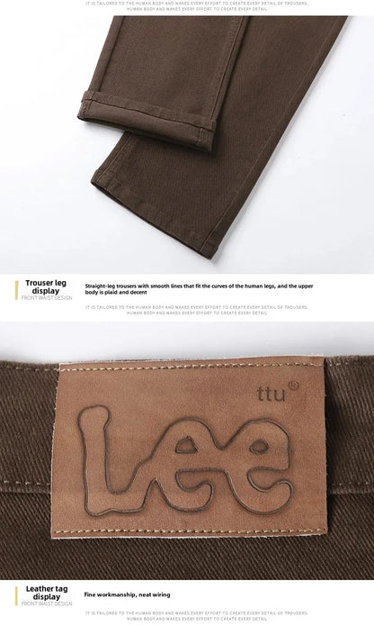 2024 herbst/Winter Neue männer Jeans Business Lose-Fit Gerade Bein Hohe Taille Baumwolle Casual Trendy hosen.