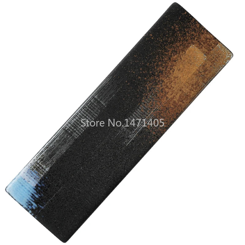 Rectangular Sushi Plate Sashimi Plate Cold Dishes Flat Plate Japanese Ceramic Plate Retro Restaurant Long Plate.