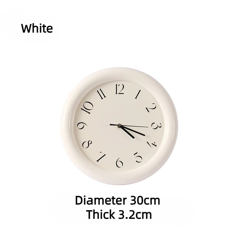 【 Epeiushome】 ins nordische minimalist ische Creme japanische Retro-Stil mollige runde Wanduhr
