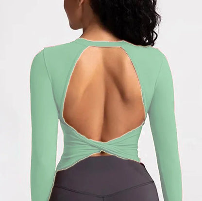 Cloud Hide Black Beauty Back Yoga Shirts Women Long Sleeve Blouse Plus Size Sports Gym Fitness Top Running T-Shirt Workout Shirt