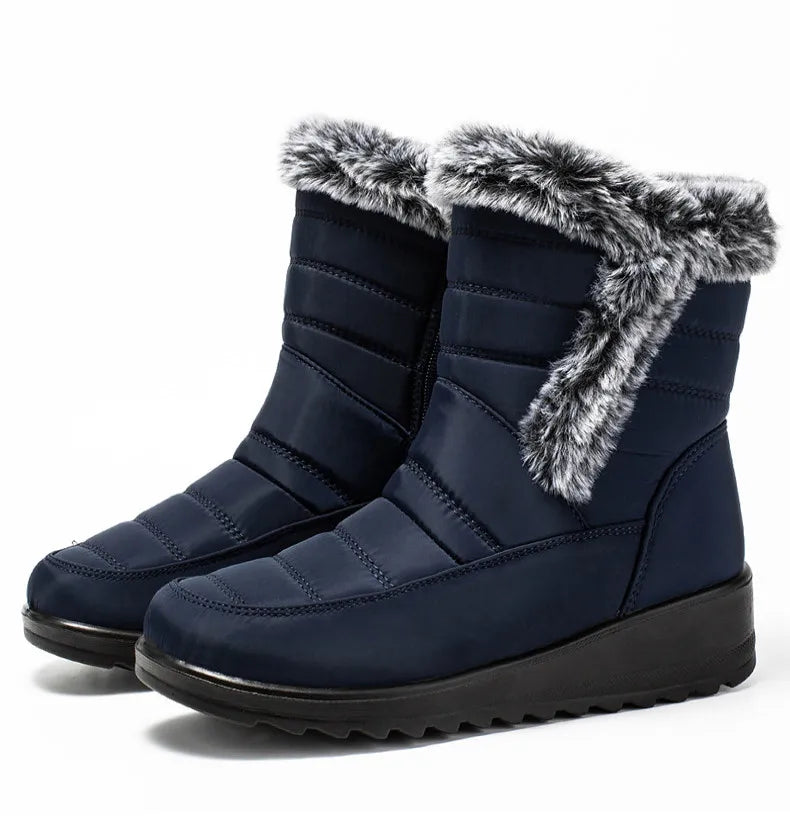 Women's Boots Super Warm Fur Botas Mujer 2025 Snow Boots Low Heels Winter Shoes Woman Black Rubber Winter Boots Women Footwear.