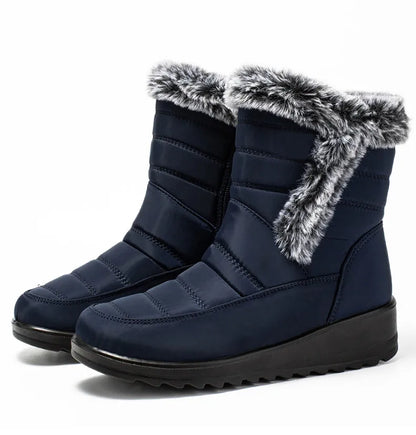 Women's Boots Super Warm Fur Botas Mujer 2025 Snow Boots Low Heels Winter Shoes Woman Black Rubber Winter Boots Women Footwear.