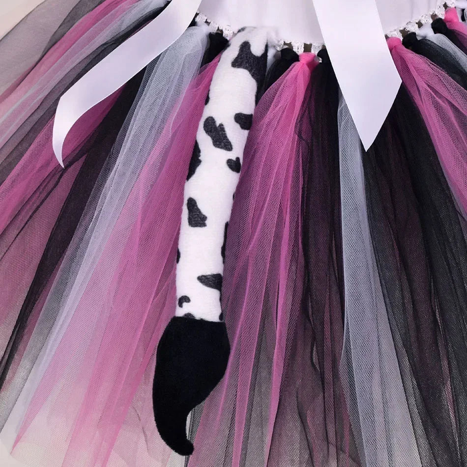 Halloween Tier Cosplay Kostüm für Kinder Wald Thema Kühe Tiger Giraffe Leopard Zebra Tutu Kleider Performance Tanz Sets.