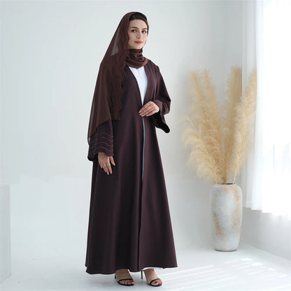 Ramadan Eid Women Coffee Dubai Khimar Abaya Damen Muslim Kimono Hijab Dress Set Kebaya Kaftan Djellaba Robe Femme Musulmane.