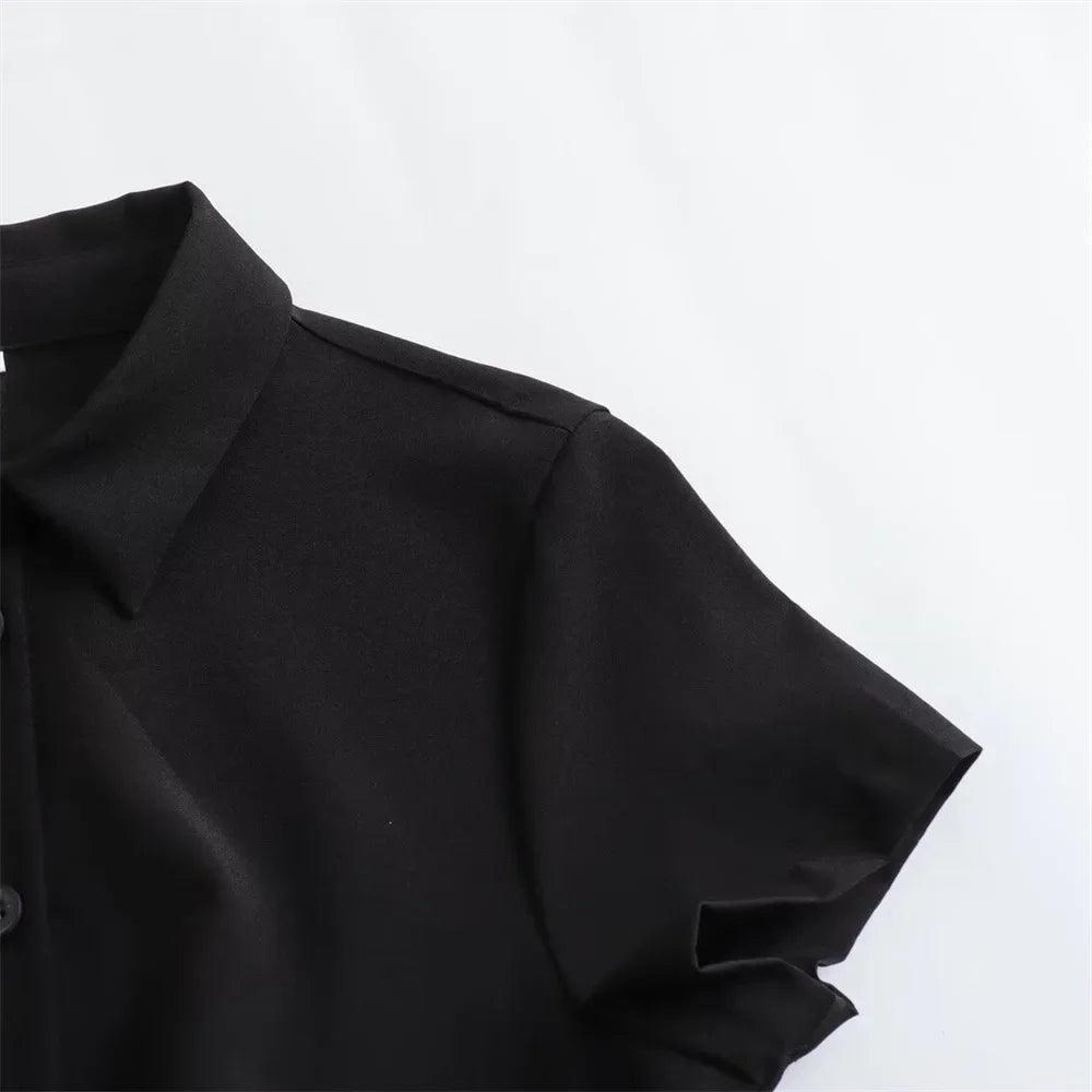 Msnoloa 2024 sunmer neues Produkt Damenmode lässig Polo kragen kurz ärmel iges Hemd Stil Mini kleid.