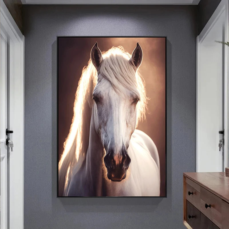 Black and White Wild Horses Canvas Paintings on The Wall Art Posters Prints Wall Picture Modern Animals Art Room Home Decor.