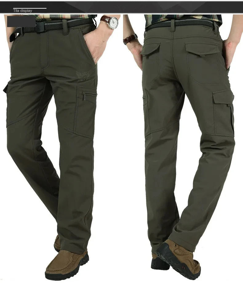 Winter Thick Pants Men Double Layer Fleece Cashmere Overalls High Quality Male Camouflage Trousers Warm Casual Cargo Pants.