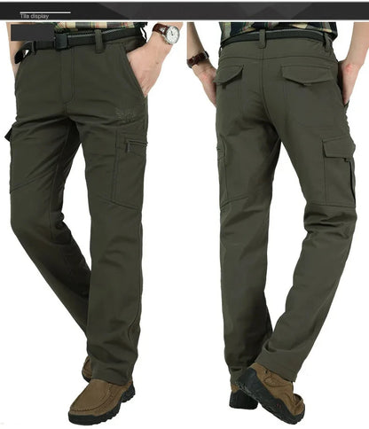 Winter Thick Pants Men Double Layer Fleece Cashmere Overalls High Quality Male Camouflage Trousers Warm Casual Cargo Pants.