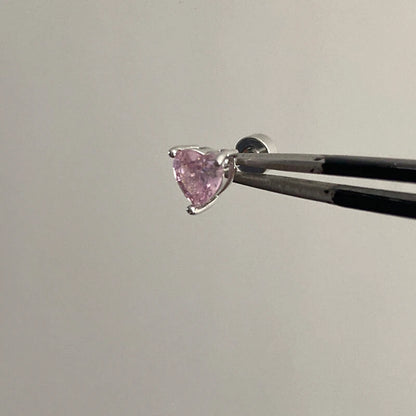 Cute Pink Zircon Cat Stainless Steel Ear Bone Nail Water Droplet Pendant Small Earrings for Women Cochlear Puncture Accessory.