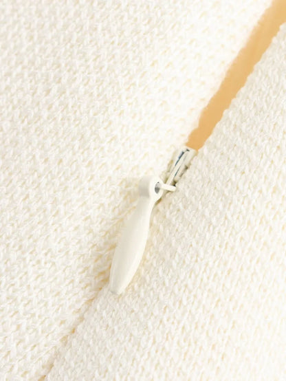 ETJ 2025 spring new  women's elegant fashion same color splicing small pleated hem high waist knit skirt