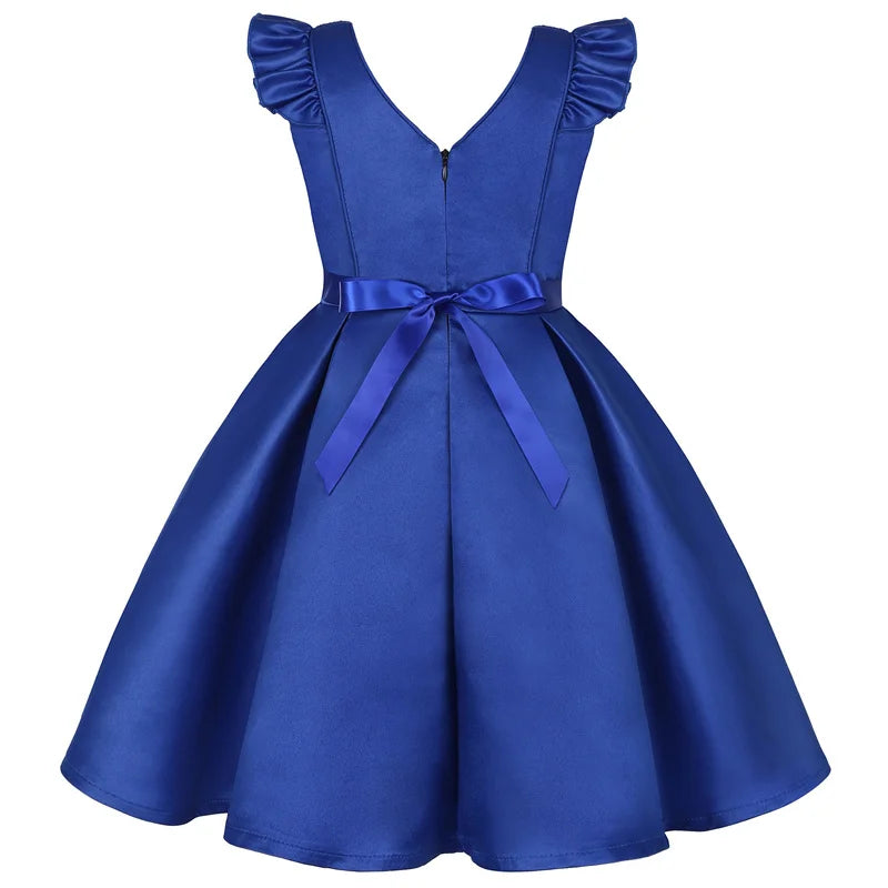 3-10 Y Pailletten Blumen Stickerei Mädchen Kleid Sommer Ärmellose Prinzessin Party Kleider Weihnachten Geburtstag Geschenk Kind Casual Kleidung.