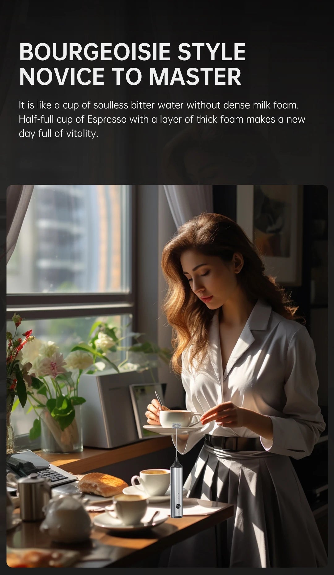 Mini milk frother, electric milk frother, coffee frother, household milk blender, handheld wireless whipper.