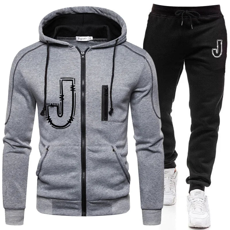 Men's Clothing Casual High Quality Autumn Winter Outdoors Hoodie Daily Jogging Sports Single Piece Zipper Jacket and Sport Pants.