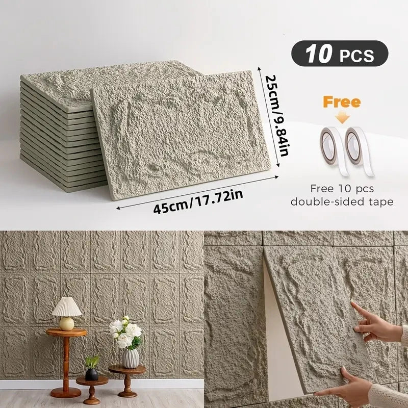 PU stone wall panel, 10 mm, realistic brick pattern, anti-mould and moisture-proof, waterproof and washable, suitable for/outdoo