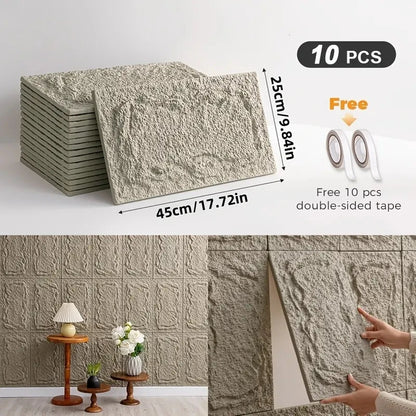 PU stone wall panel, 10 mm, realistic brick pattern, anti-mould and moisture-proof, waterproof and washable, suitable for/outdoo