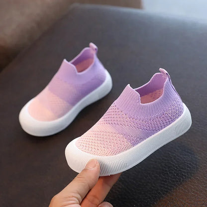 Children Shoes Spring Autumn Kids Sneakers Soft Breathable Mesh Boys Slip-on Shoes Patchwork Color Girls Shoes.