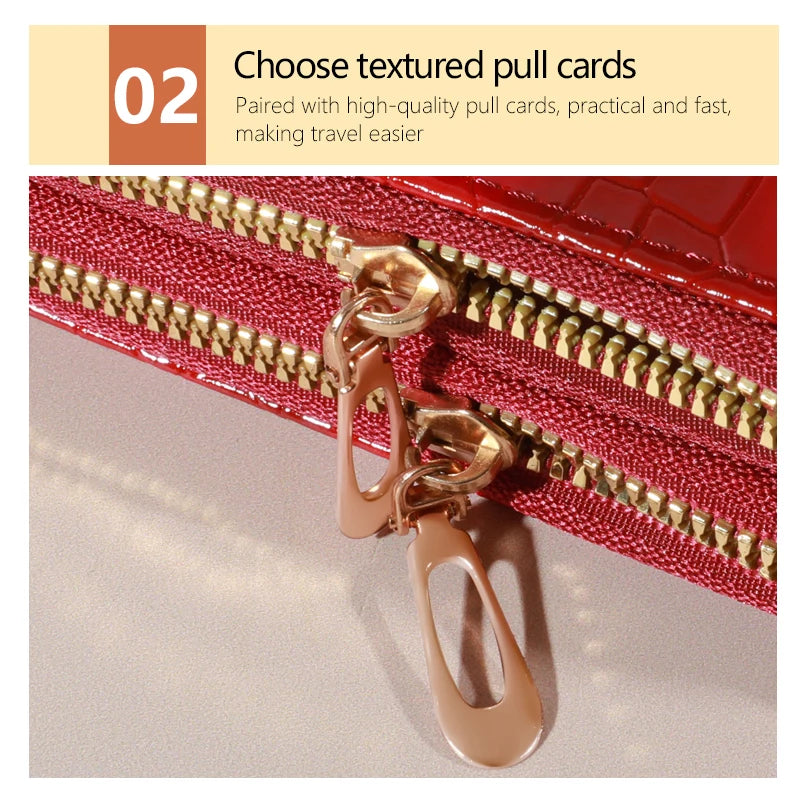 Chic Vintage Double Layer Clutch Wallet - Retro Zipper Coin Purse & Wristlet - Fashionable Womens Accessory with Secure Storage.