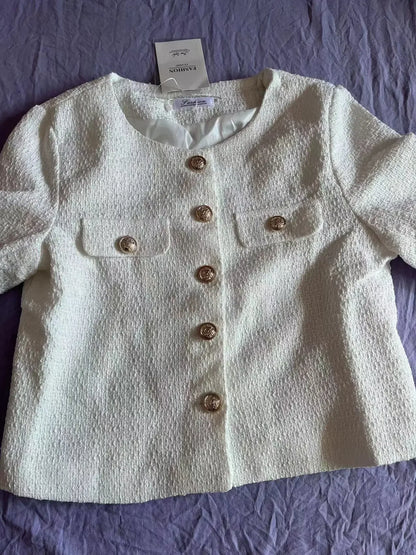 Frühling und Herbst Koreanische Mäntel Frauen Jacke Neue Französisch Wolle Tweed Mantel Mode High-end-Gold Taste Kurze Schlanke temperament.