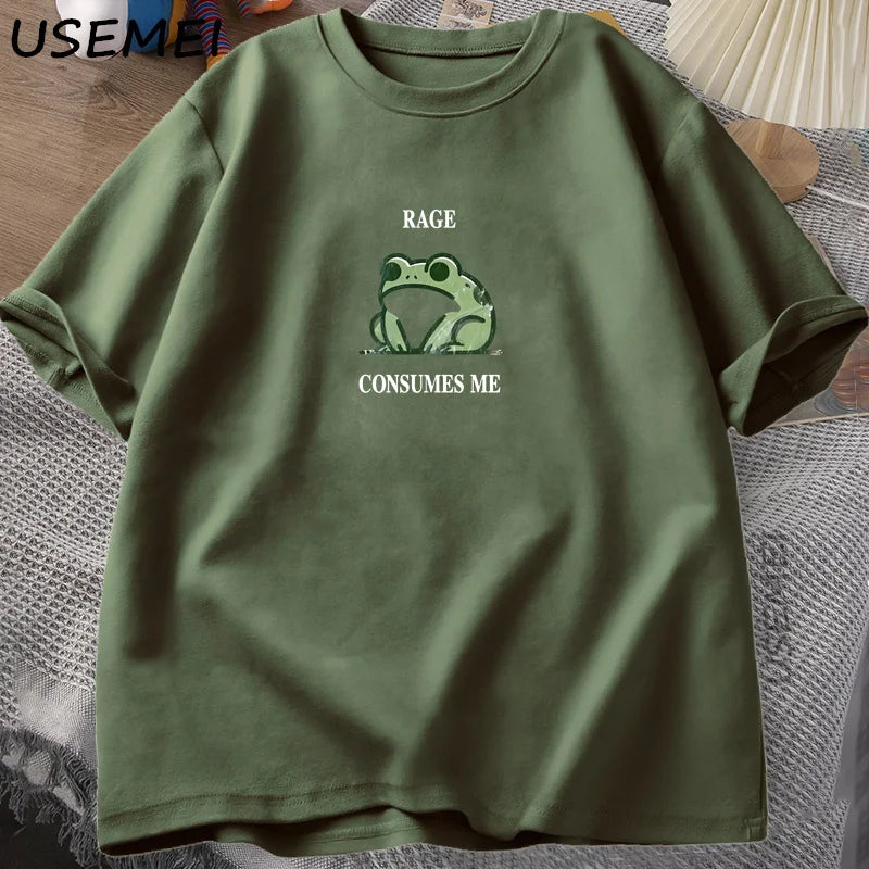 Rage Consumes Me Frog Vintage T Shirt Men Women Tee Nature Lover Silly Frog Retro T-Shirt Mens Clothing Cotton Short Sleeve Top.
