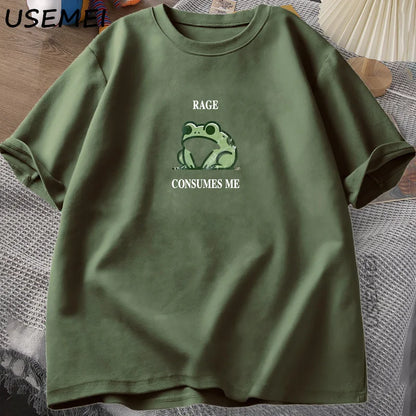 Rage Consumes Me Frog Vintage T Shirt Men Women Tee Nature Lover Silly Frog Retro T-Shirt Mens Clothing Cotton Short Sleeve Top.