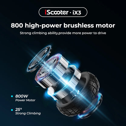 iScooter ix3 Foldable Adult Electric Scooter E-Scooter, 40KM/H Electric Kick Scooter, 800W Skateboards, 48V 10Ah Kickboard.