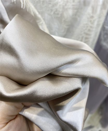 High-End Retro Satin Lace Stitching Skirt Women's 2024 Summer High Waist Slimming Court Style Temperament Mid-Length Skirt