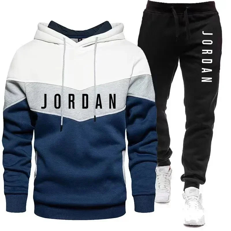 New Spring and autumn leisure men's and women's long-sleeved hoodie + pants two-piece outdoor training jogging hoodie tracksuit.