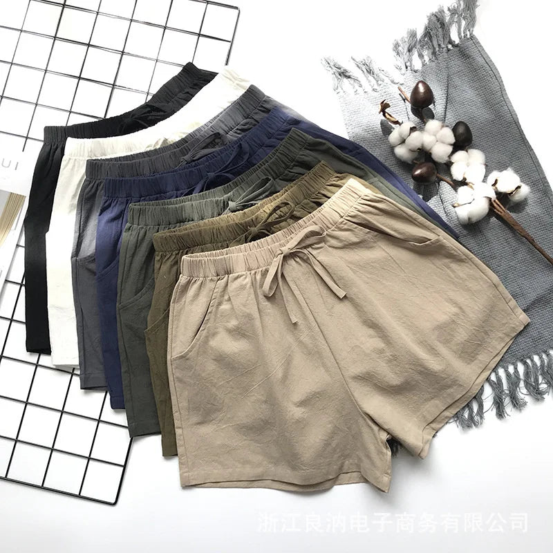 Summer Cotton Linen Shorts Women High Waist Oversize Shorts Short Pants Women Fashion Casual Sports Shorts Female S-XL.