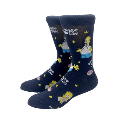 New 1 Pair The Simpsons Harajuku Women Men Socks Cartoon Personality Skateboard Socks Anime Middle Tube Cotton Unisex Socks