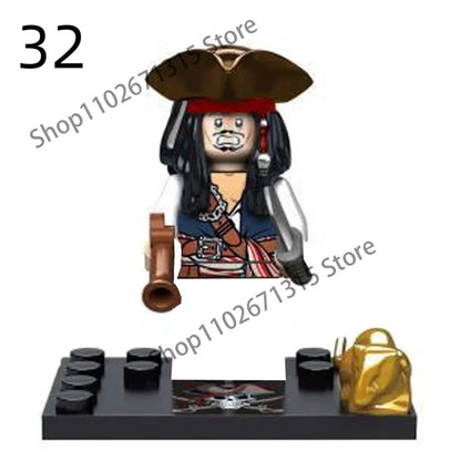 Movies Pirates Of The Caribbean Jack Sparrow Classic Movie Figures Head accessories Building Blocks Toys For Children.