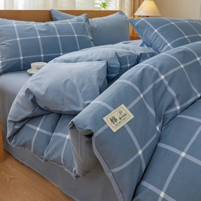 2025 new solid color matching pure cotton quilt cover bed four-piece set student dormitory 3-piece set available in all seasons