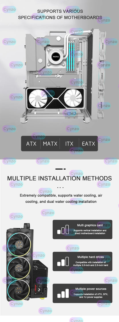DIY  Gamer Cabinet ITX MATX ATX Open Computer Case Frame Aluminum Alloy Desktop Portable PC Rack DIY Personalized Chassis.