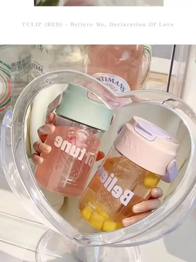 High Aesthetic Large Capacity Portable Sports Straw Cup for Girls Summer New Tea Separator Student Cup Water Bottle Gift.